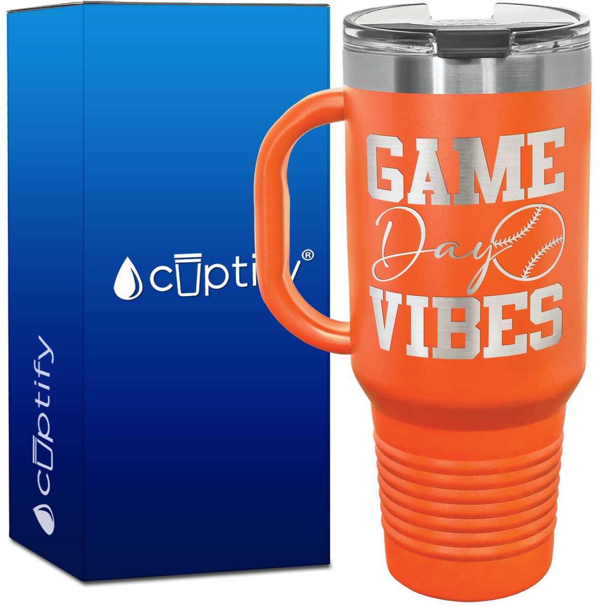 Game Day Vibes Baseball 40oz Baseball Travel Mug