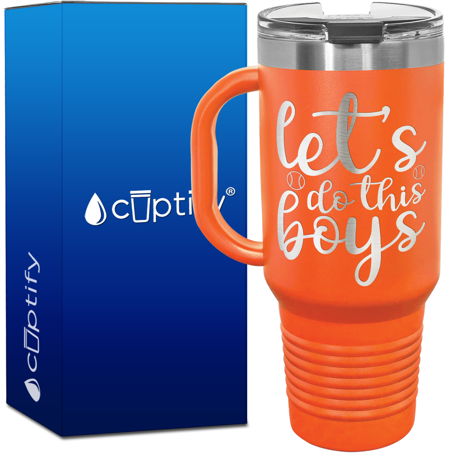 Let's Do This Boys Baseball 40oz Baseball Travel Mug