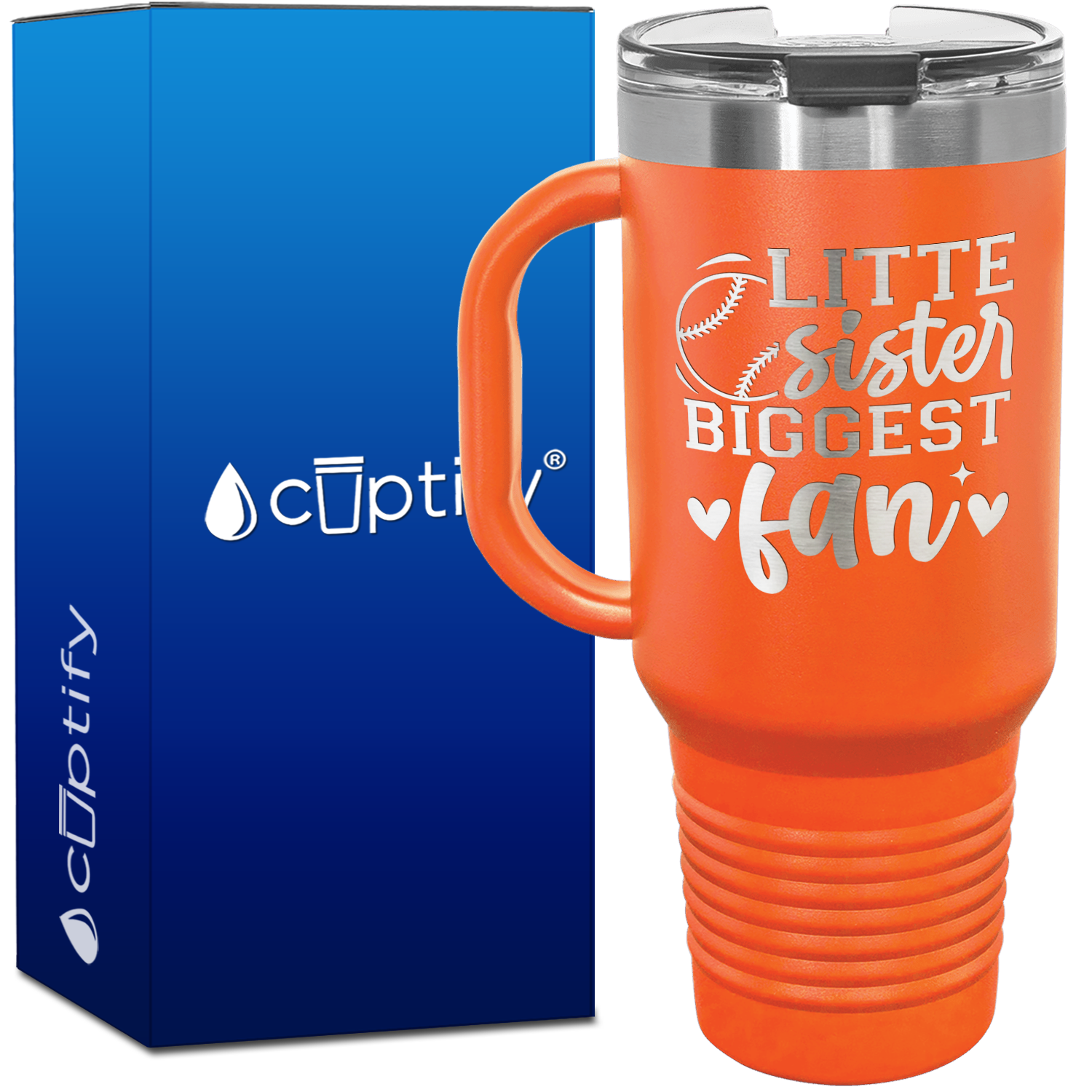 Little Sister Biggest Fan 40oz Baseball Travel Mug