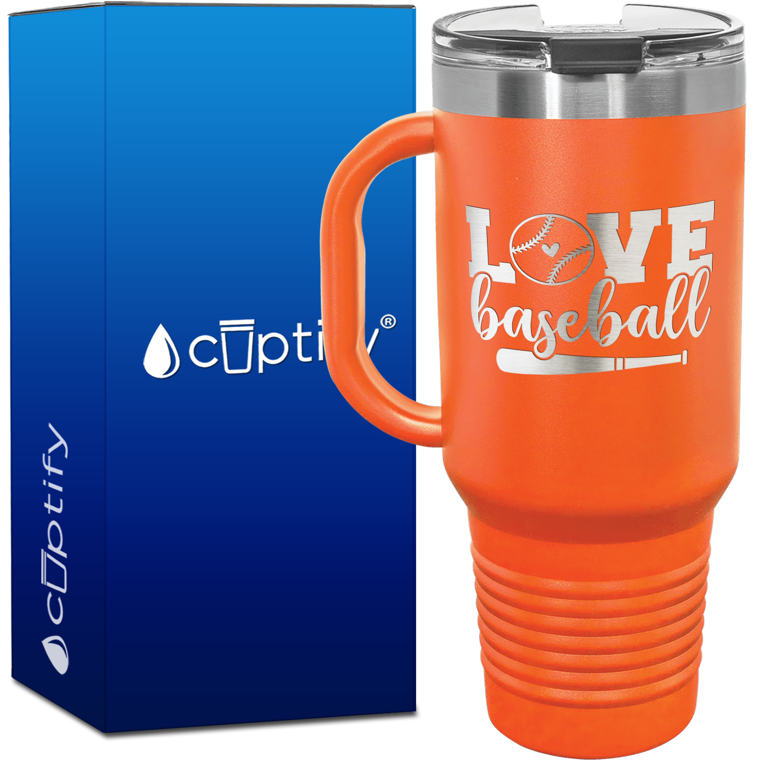 Love Baseball Bat and Ball 40oz Baseball Travel Mug