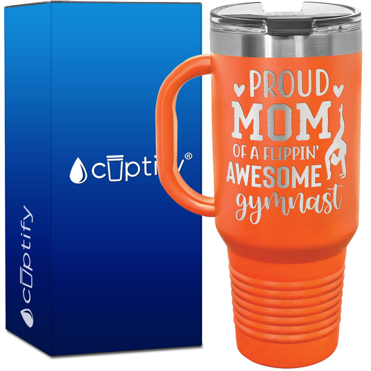 Proud Mom of a Flippin' Awesome Gymnast 40oz Gymnastics Travel Mug