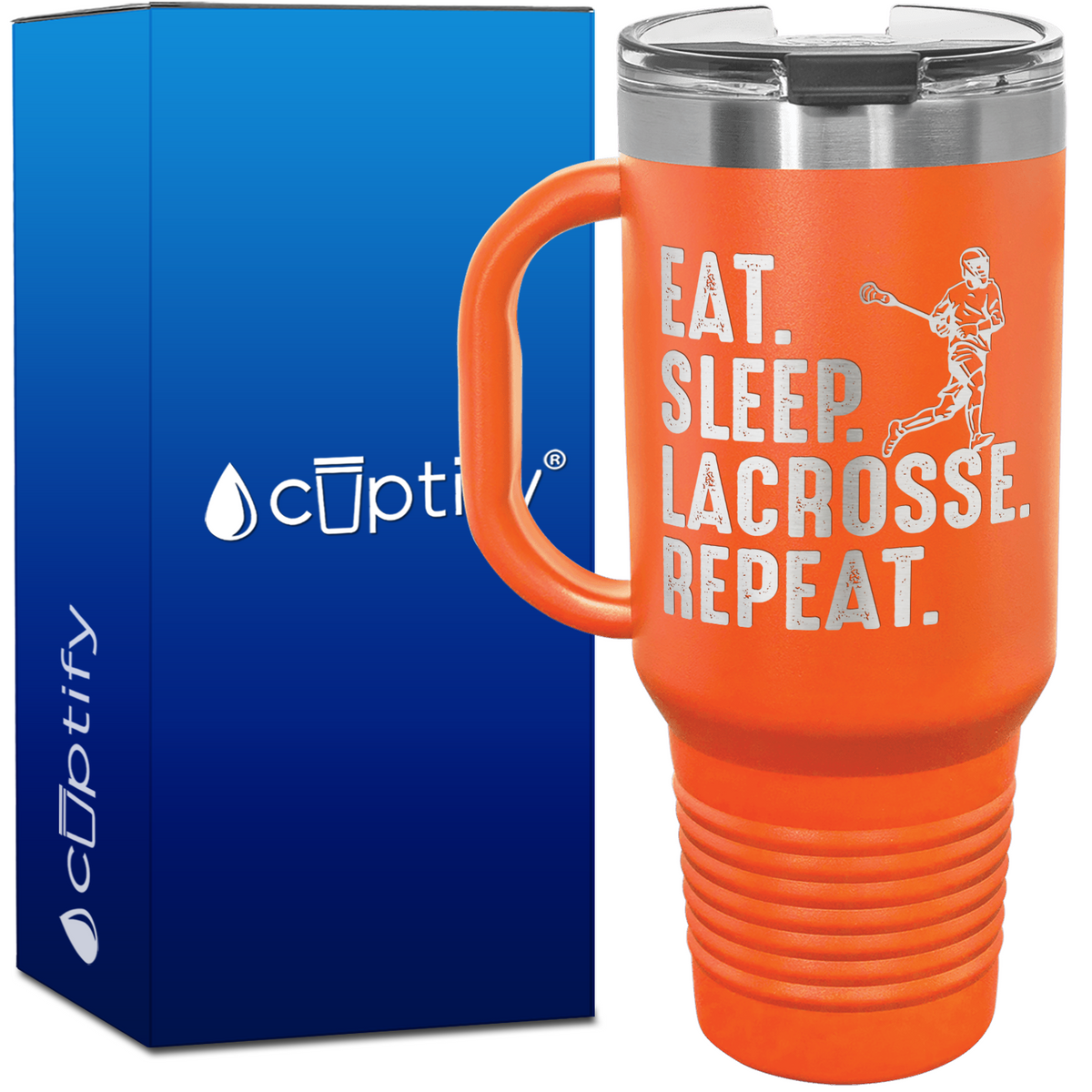 Eat. Sleep. Lacrosse. Repeat. 40oz Lacrosse Travel Mug