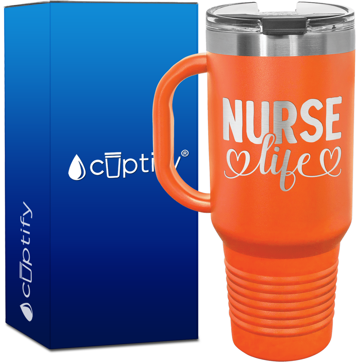 Nurse Life Hearts 40oz Nurse Travel Mug