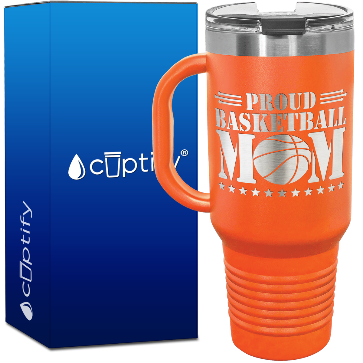 Proud Basketball Mom 40oz Basketball Travel Mug