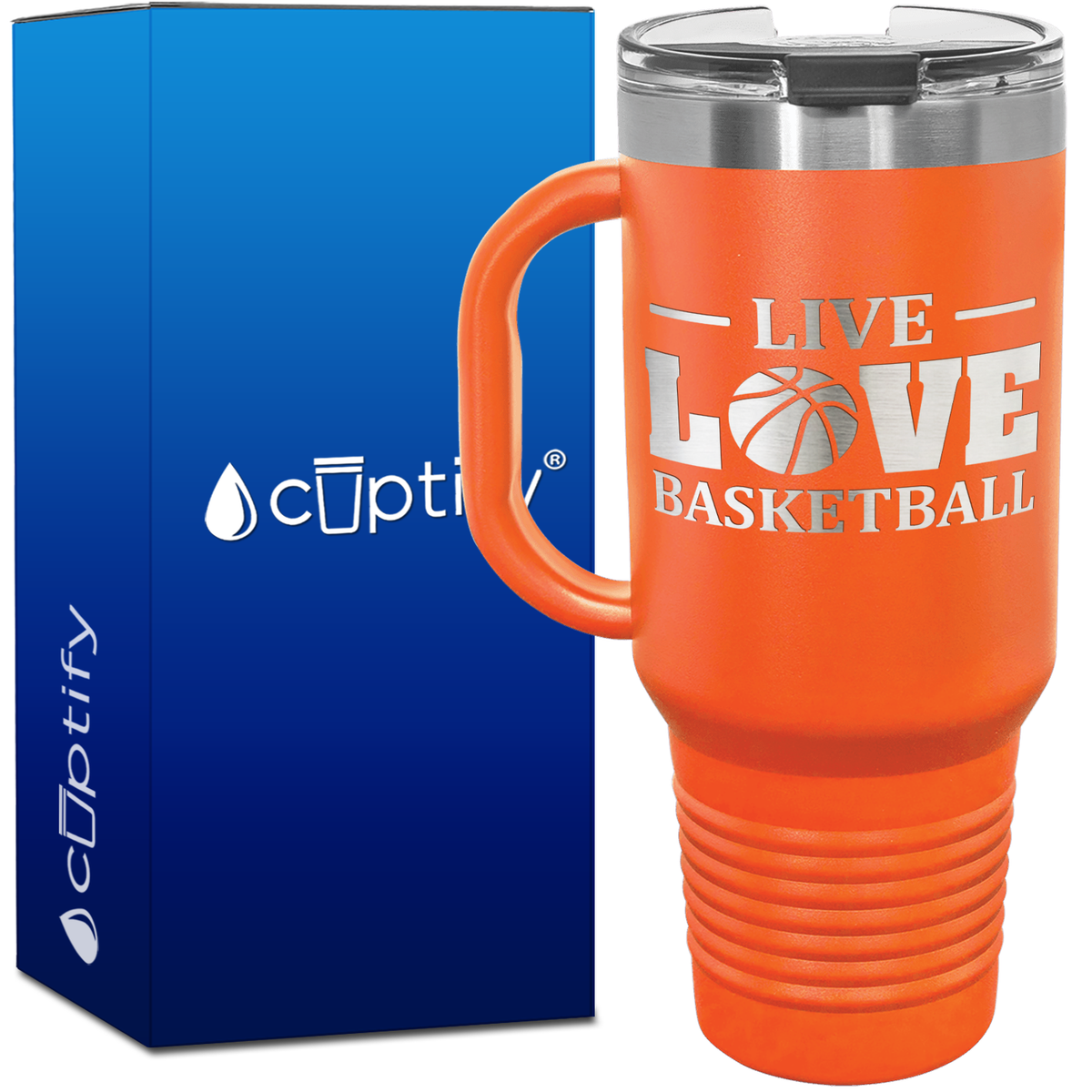 Live Love Basketball Ball 40oz Basketball Travel Mug