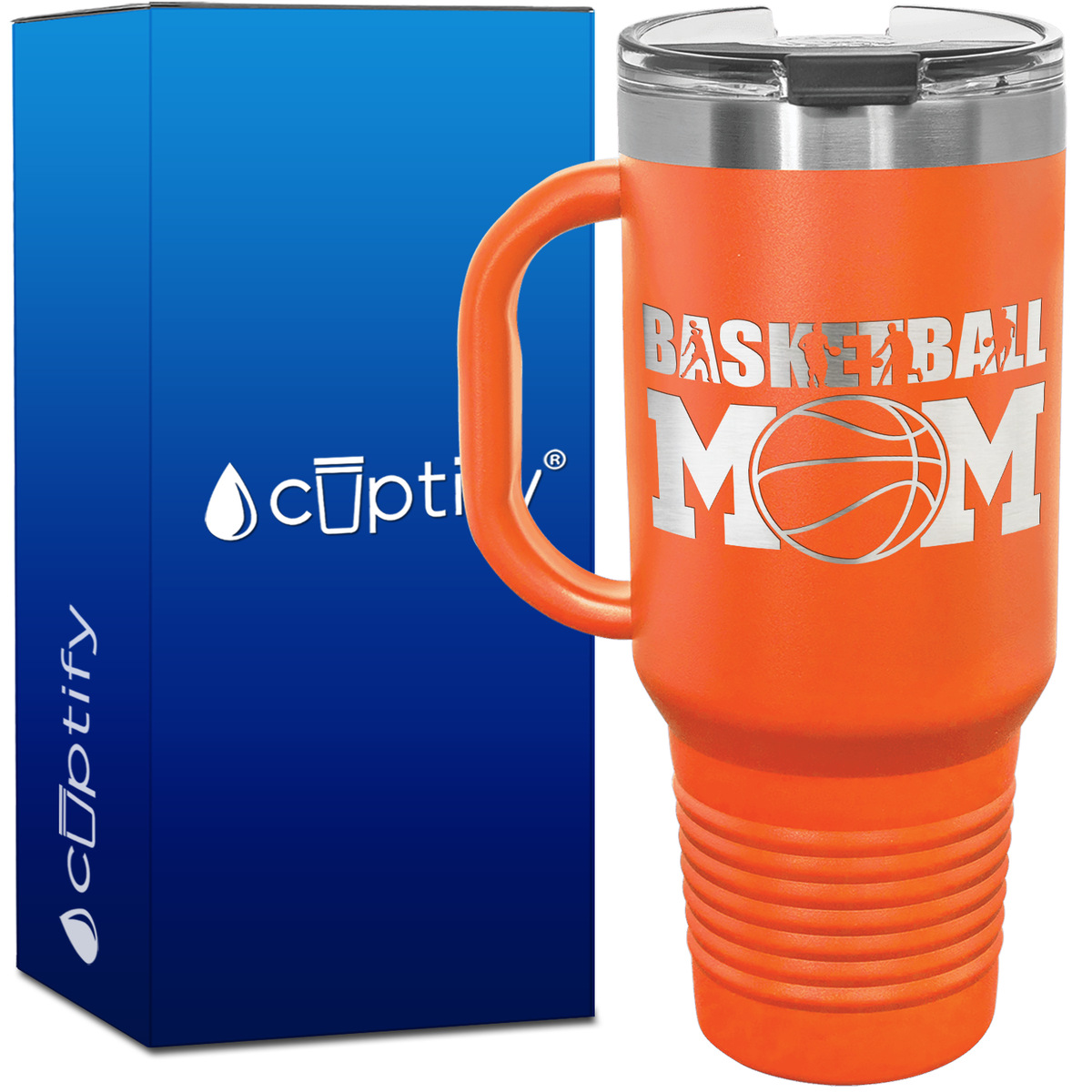 Basketball Mom Player Silhouettes 40oz Basketball Travel Mug