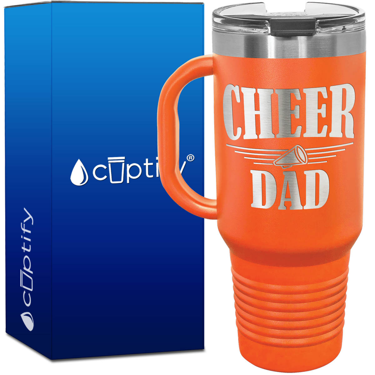 Cheer Dad with Megaphone 40oz Cheer Travel Mug