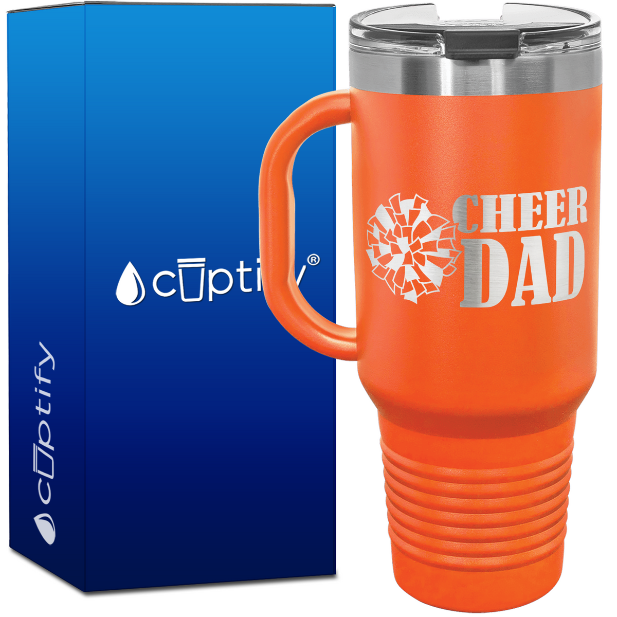 Cheer Dad with Pom Pom 40oz Cheer Travel Mug