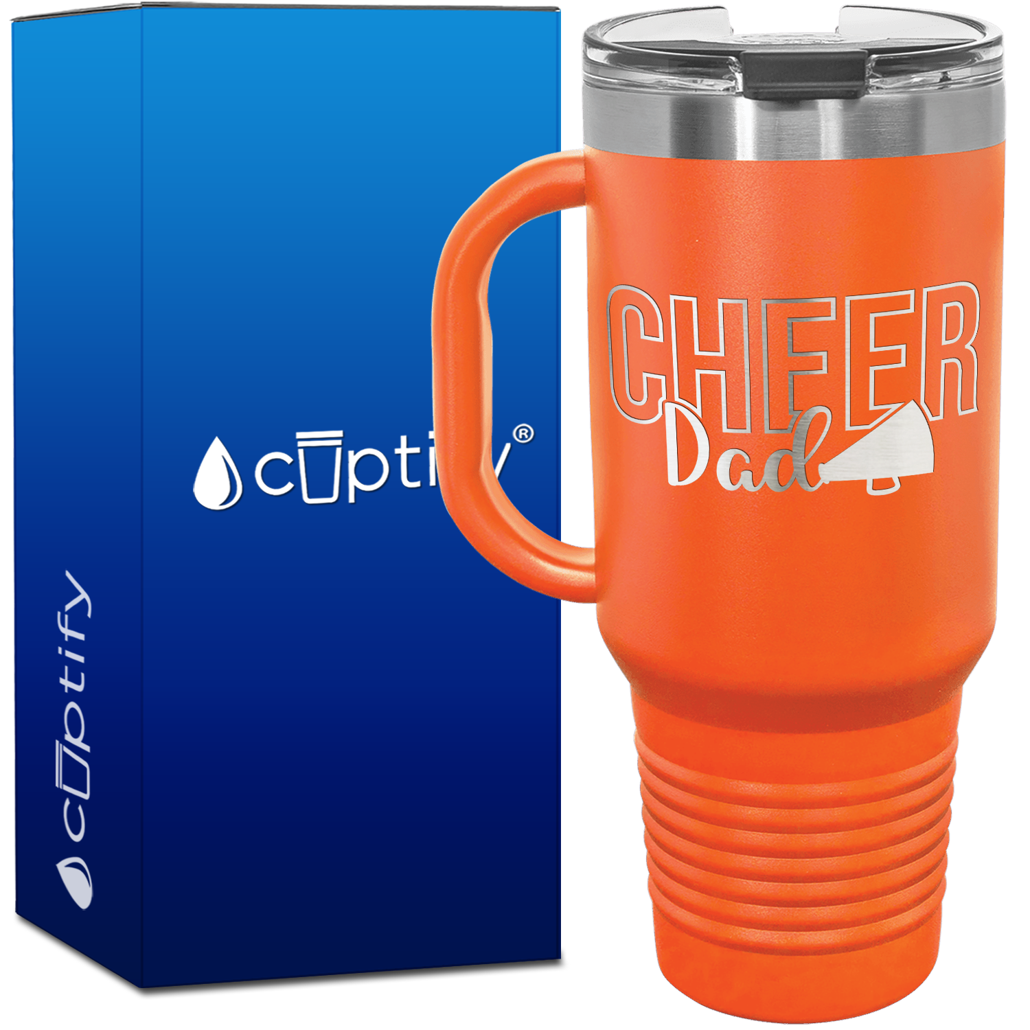 Cheer Dad Megaphone Solid 40oz Cheer Travel Mug