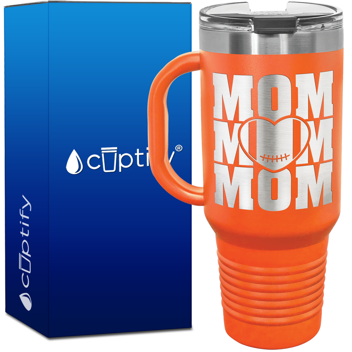 Mom Mom Mom Football 40oz Football Travel Mug