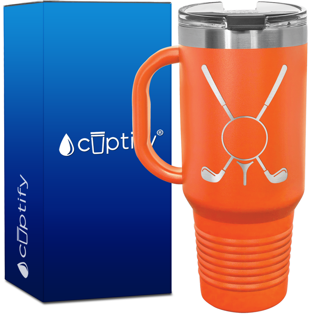 Golf Clubs and Golf Ball 40oz Golf Travel Mug