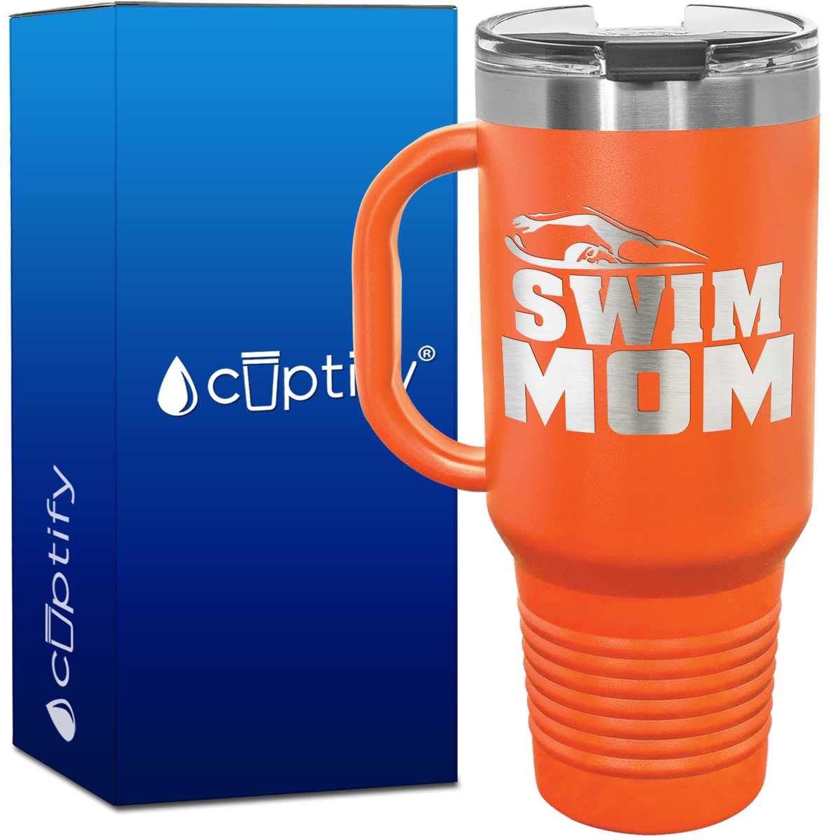 Swim Mom with Swimmer Silhoutte 40oz Swimming Travel Mug