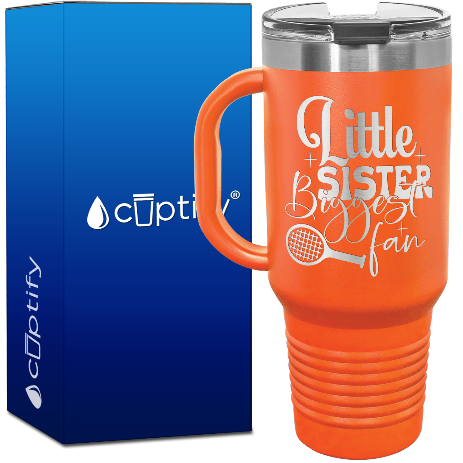 Little Sister Biggest Fan Tennis 40oz Tennis Travel Mug