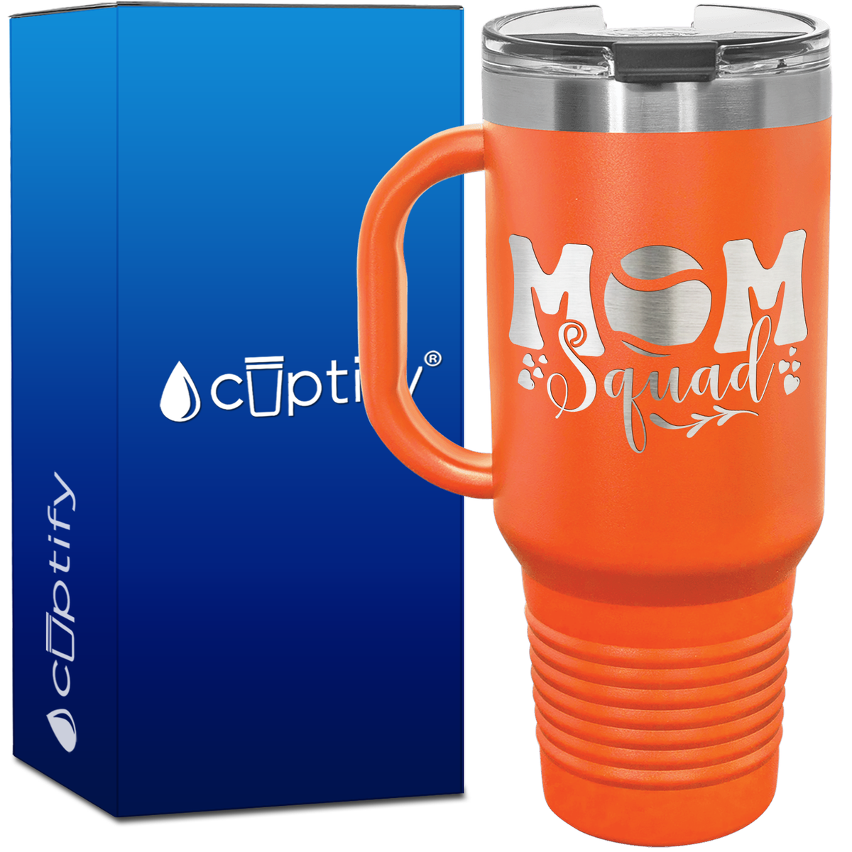 Mom Squad Tennis with Hearts 40oz Tennis Travel Mug