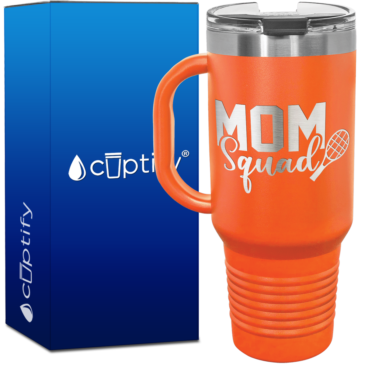 Mom Squad Tennis with Racket 40oz Tennis Travel Mug