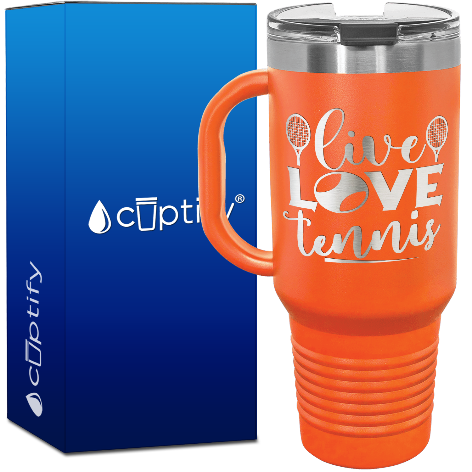 Live Love Tennis with Rackets 40oz Tennis Travel Mug