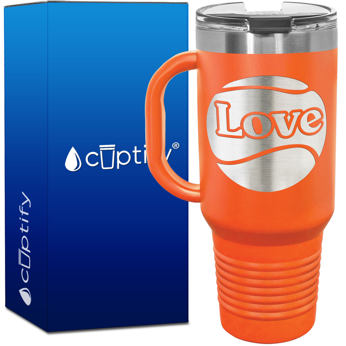 Love Tennis Ball Silhouette 40oz Tennis Travel Mug