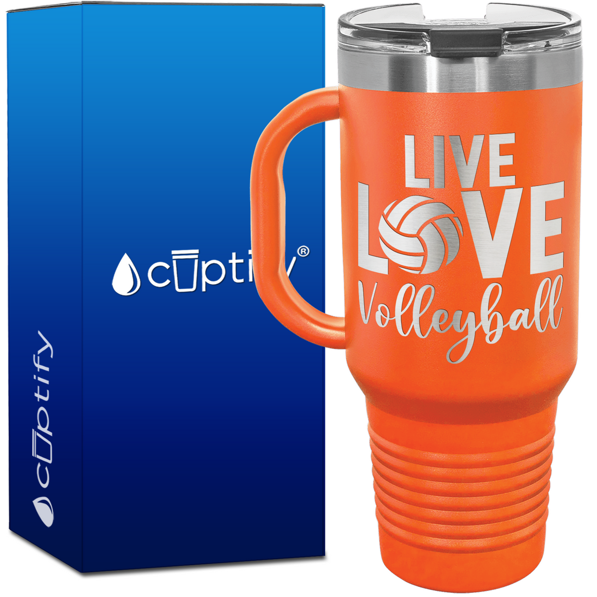 Live Love Volleyball 40oz Volleyball Travel Mug