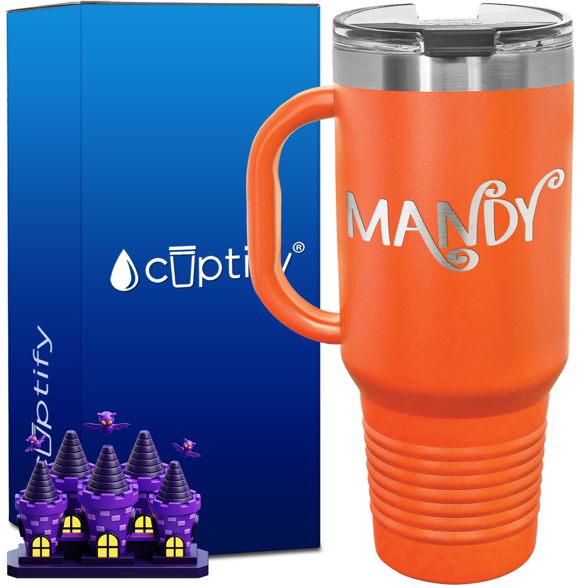 Personalized Curly Spooky Font Style 40oz Halloween Travel Mug