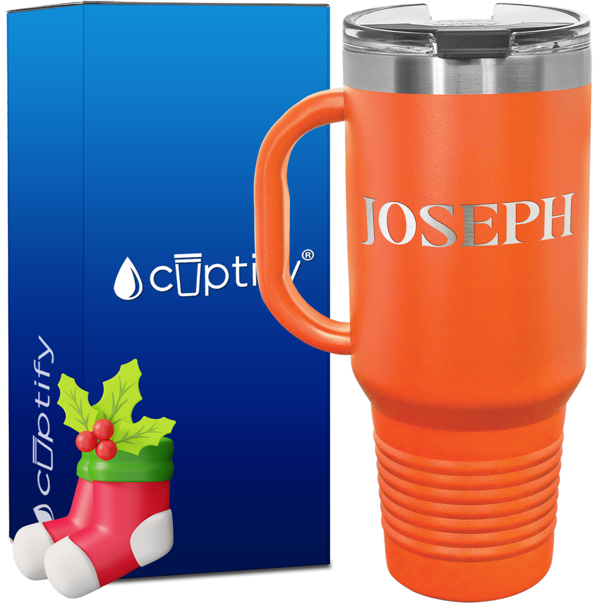 Personalized Merry Christmas Font Style 40oz Christmas Travel Mug