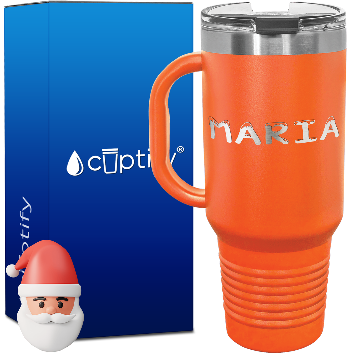 Personalized Snowy Font Style 40oz Christmas Travel Mug