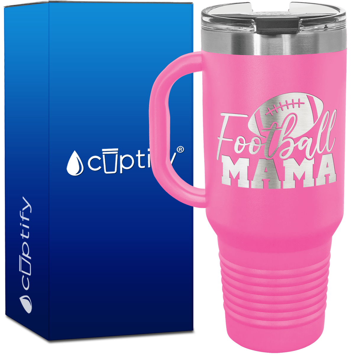 Football Mama with Football 40oz Football Travel Mug