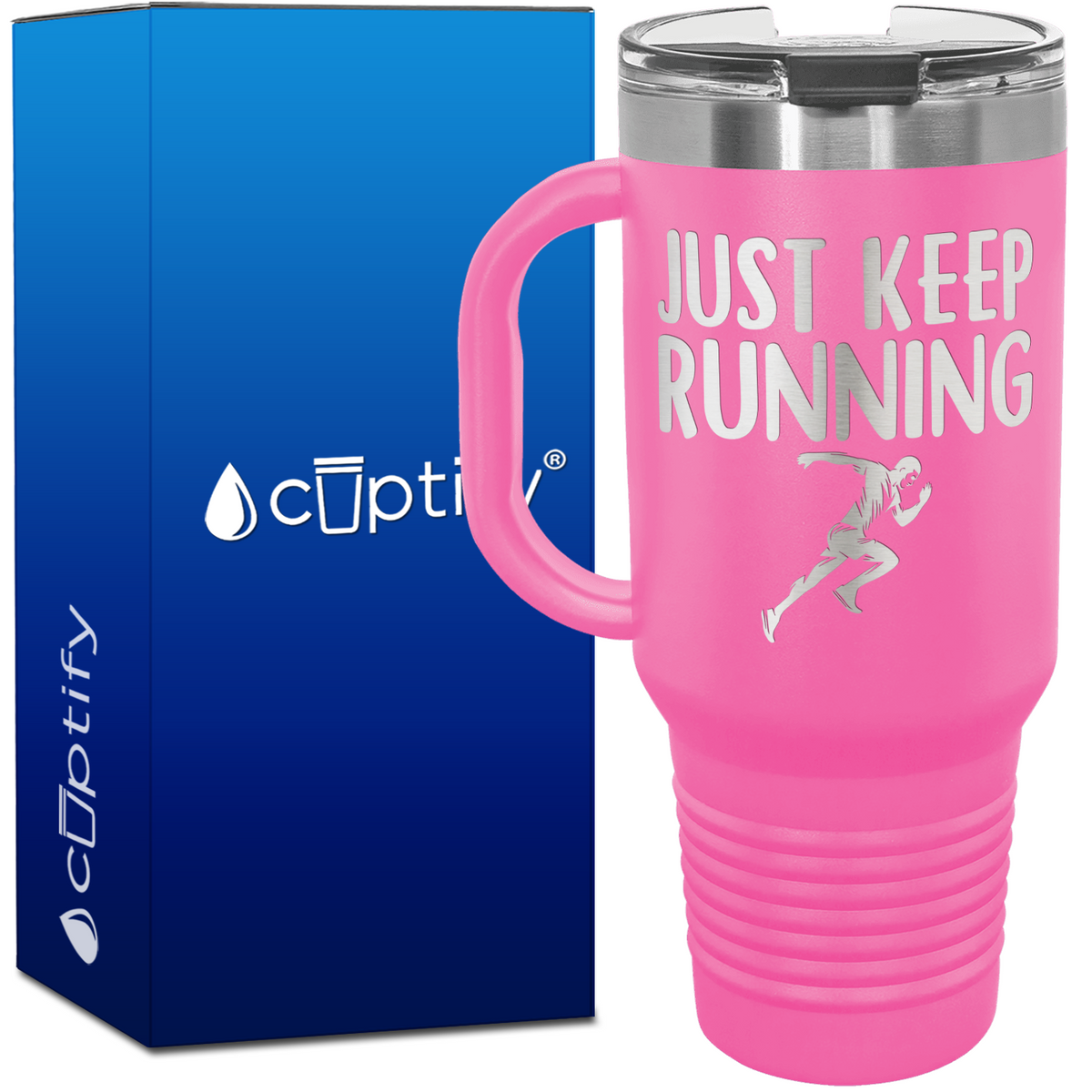 Just Keep Running Silhouette 40oz Running Travel Mug