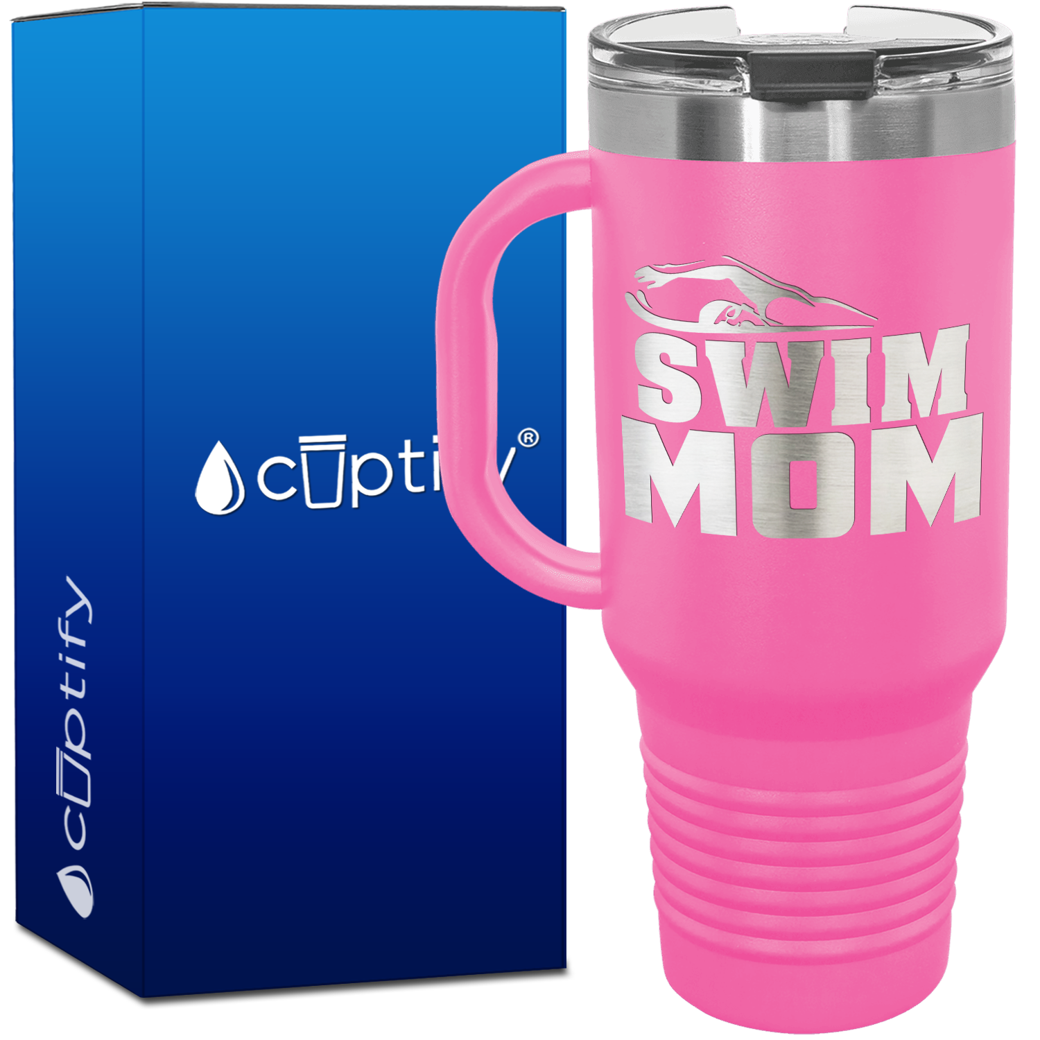 Swim Mom with Swimmer Silhoutte 40oz Swimming Travel Mug
