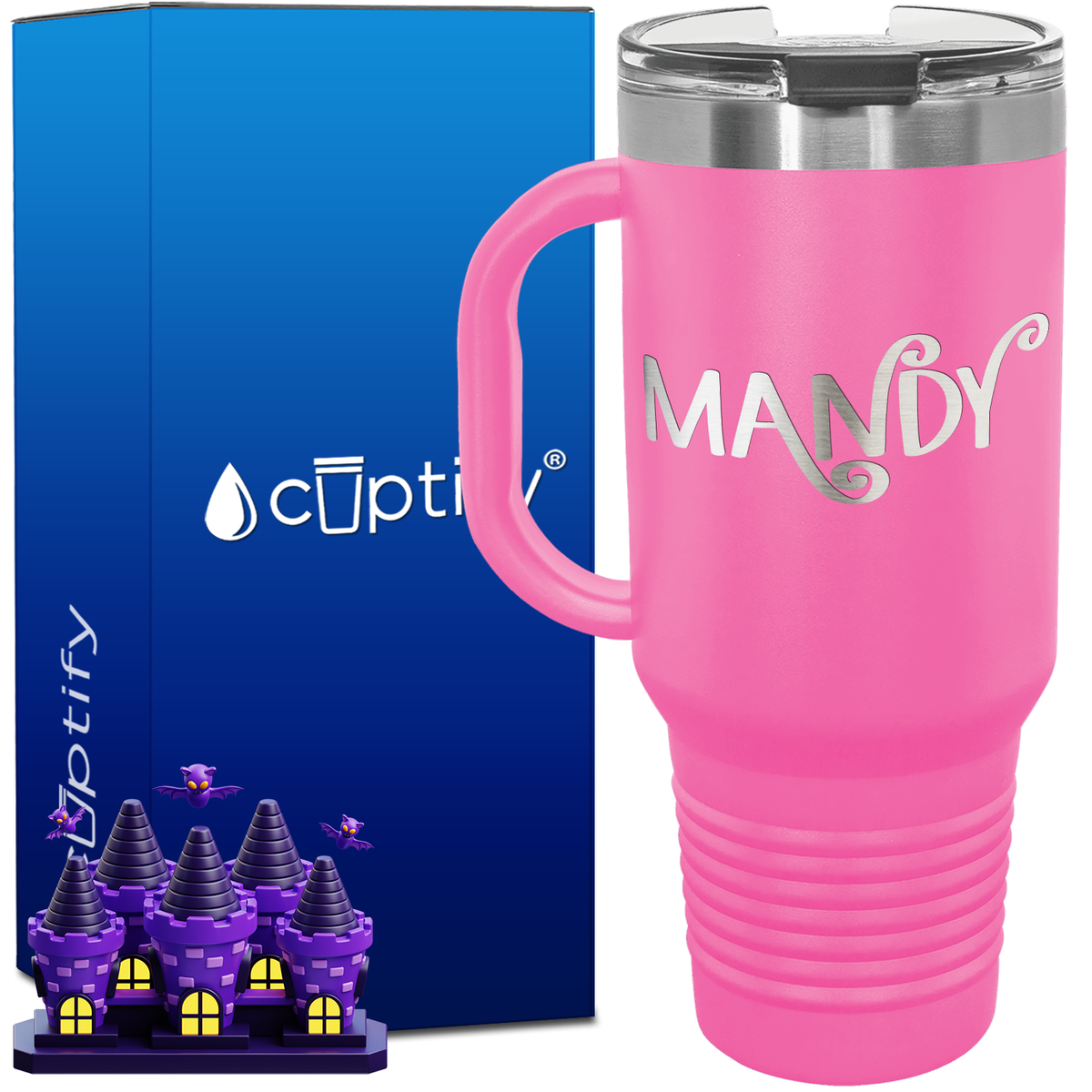 Personalized Curly Spooky Font Style 40oz Halloween Travel Mug