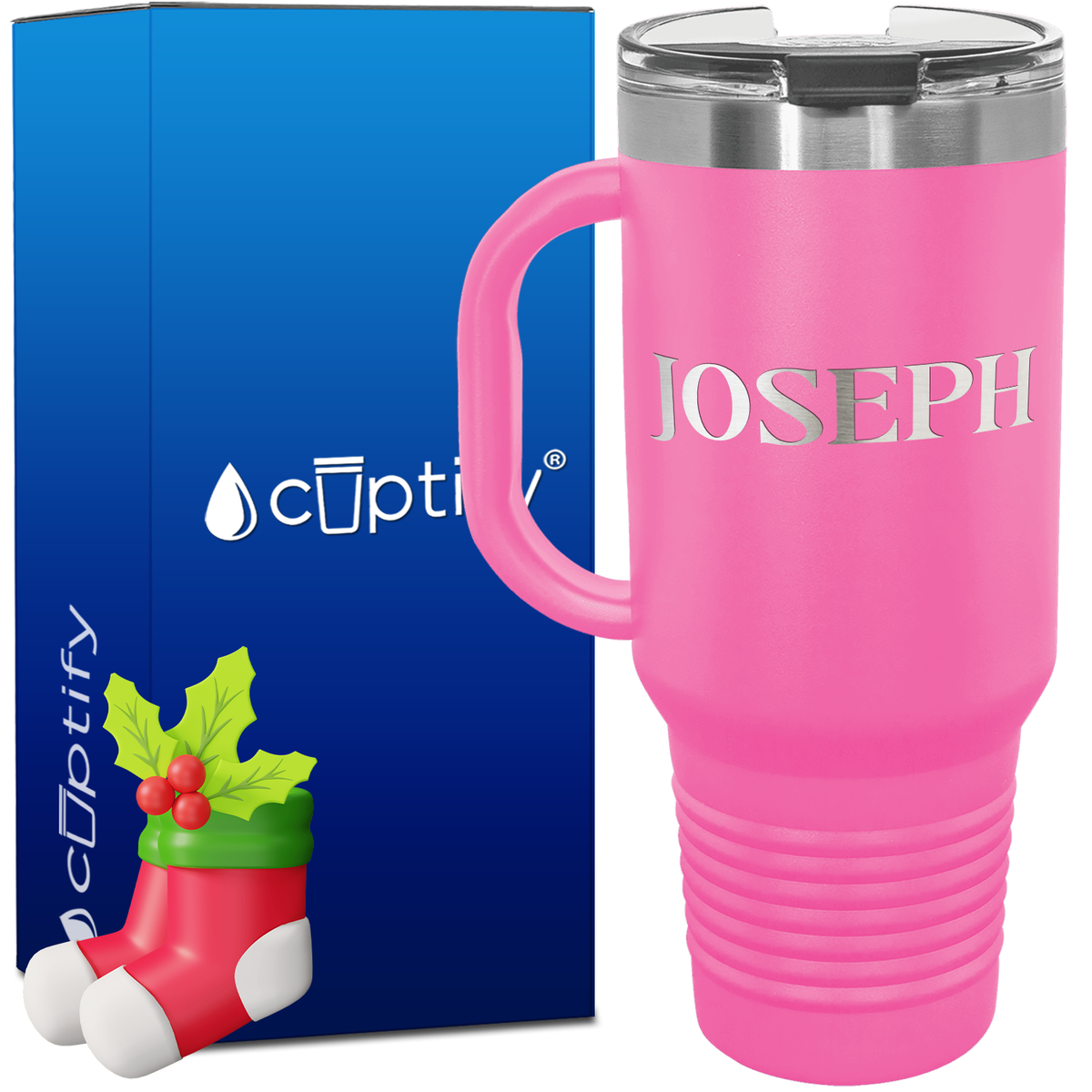 Personalized Merry Christmas Font Style 40oz Christmas Travel Mug