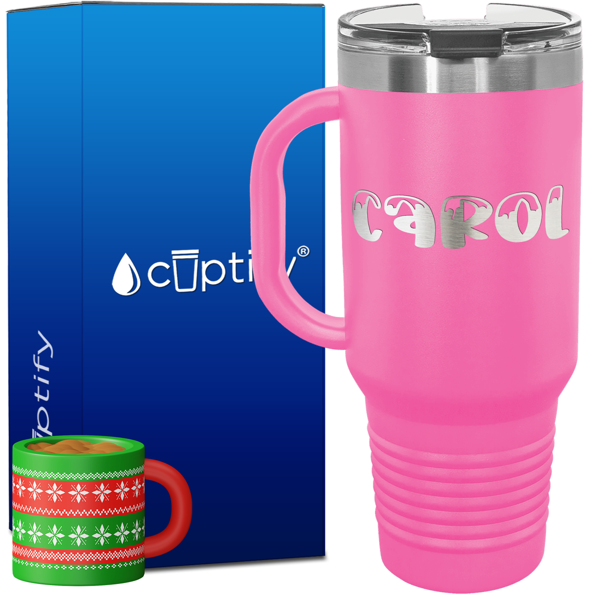 Personalized Frosty Font Style 40oz Christmas Travel Mug