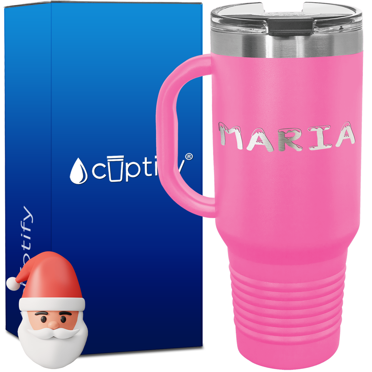 Personalized Snowy Font Style 40oz Christmas Travel Mug