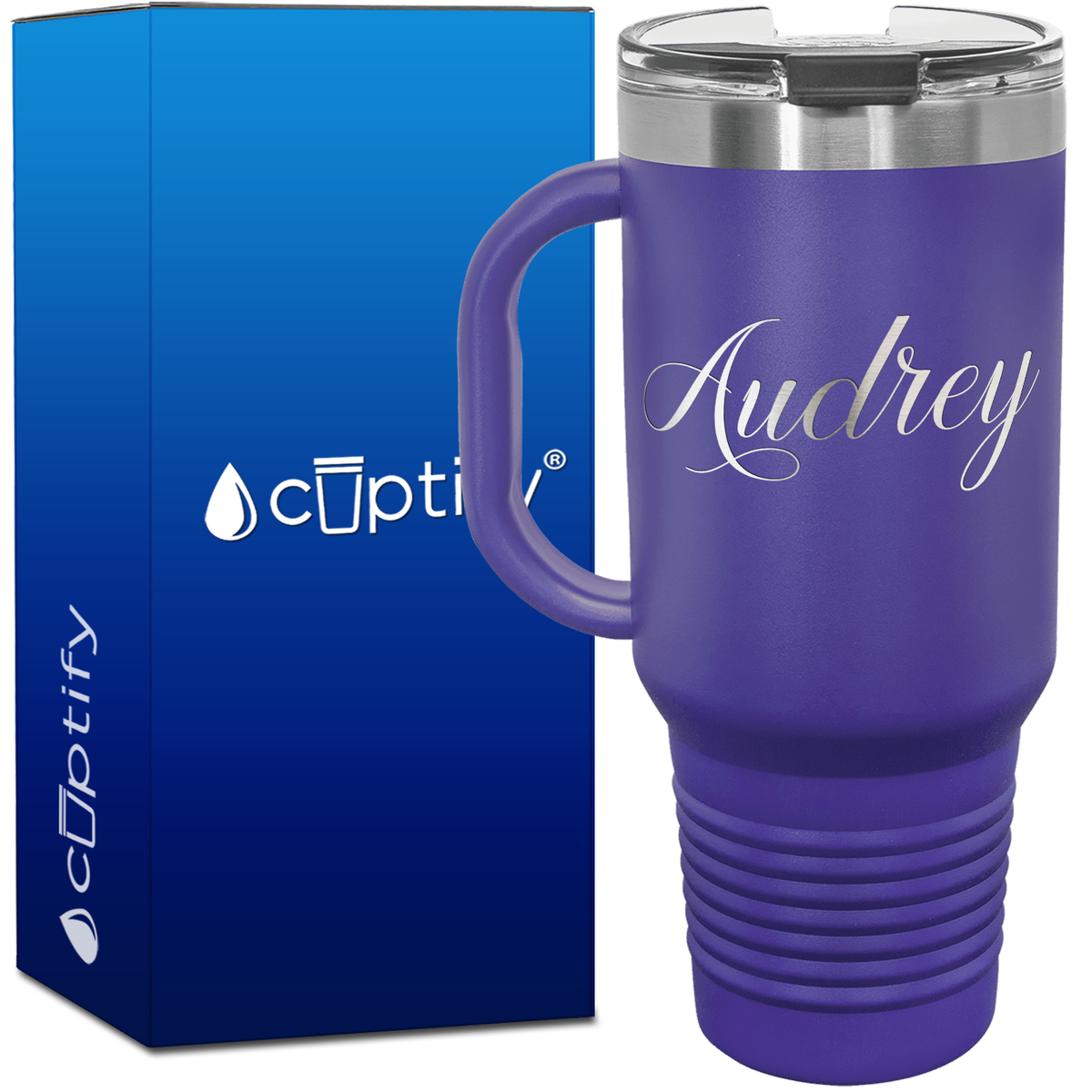Personalized Audrey Font Style 40oz Personalized Travel Mug