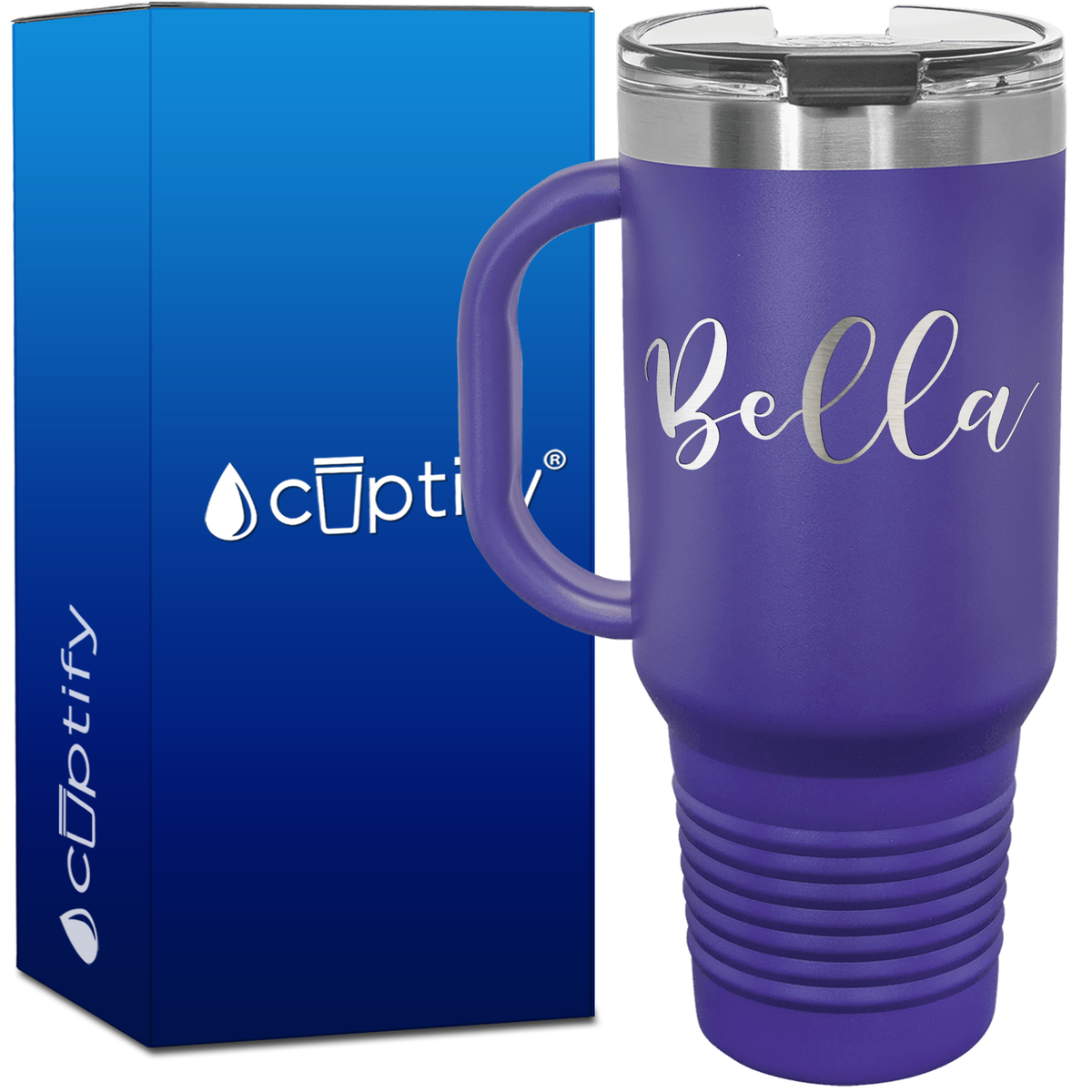Personalized Bella Font Style 40oz Personalized Travel Mug