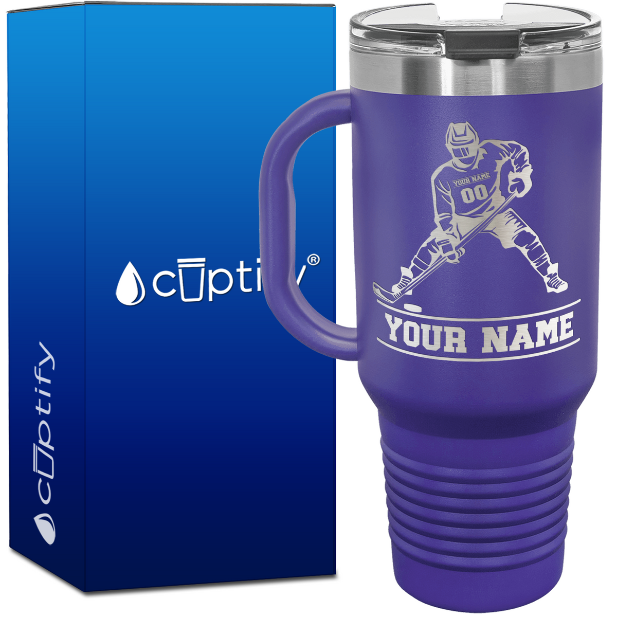 Personalized Hockey Player 40oz Hockey Travel Mug