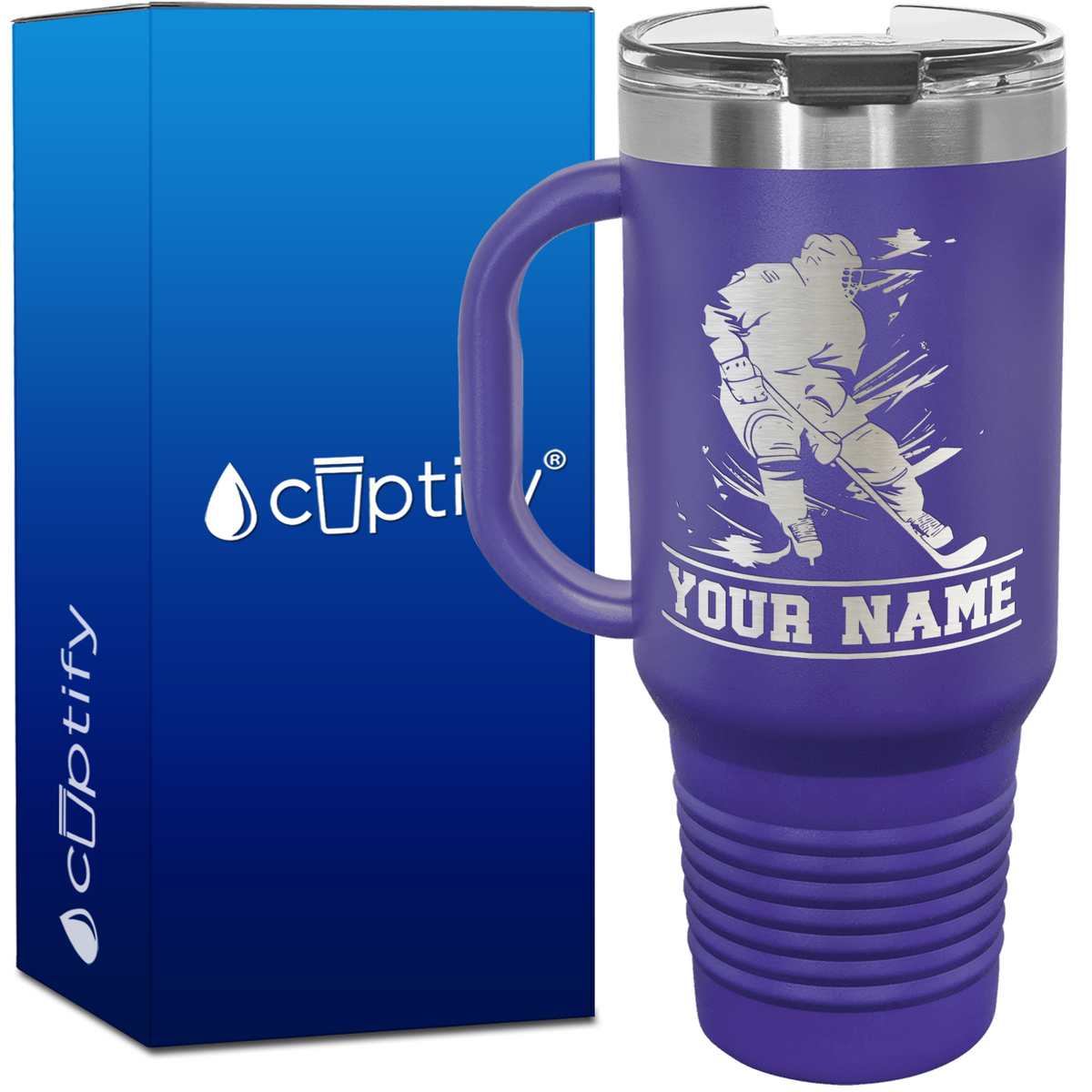Personalized Skating Hockey Player.40oz Travel Mug