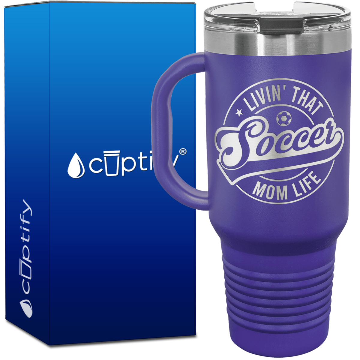 Livin' that Soccer Mom Life Circle 40oz Soccer Travel Mug