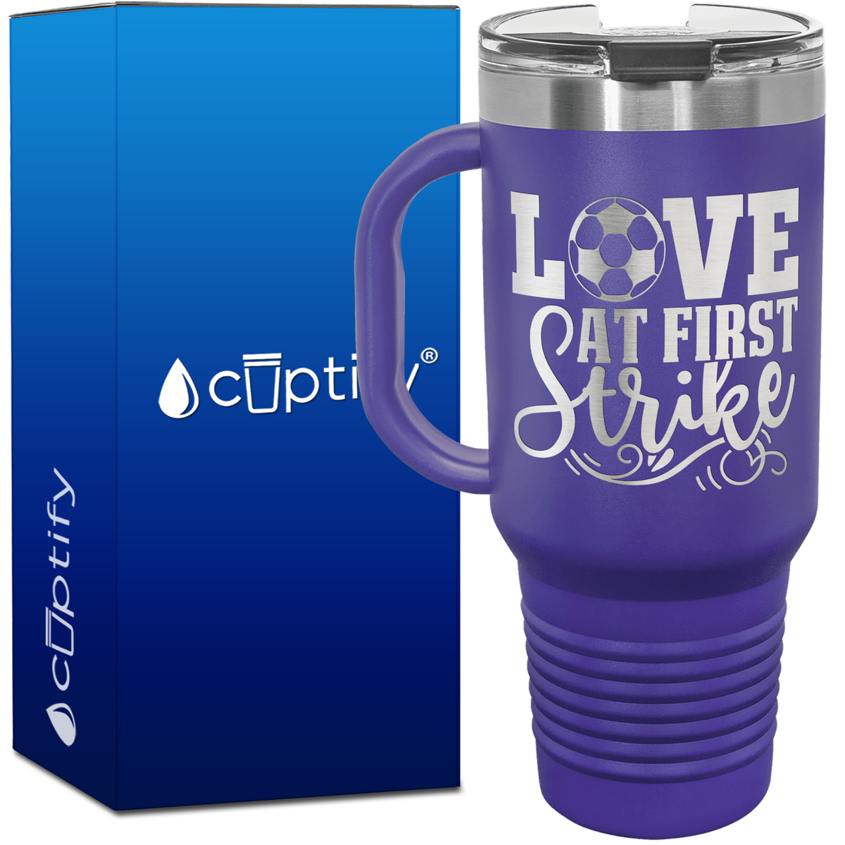 Love at First Strike 40oz Soccer Travel Mug