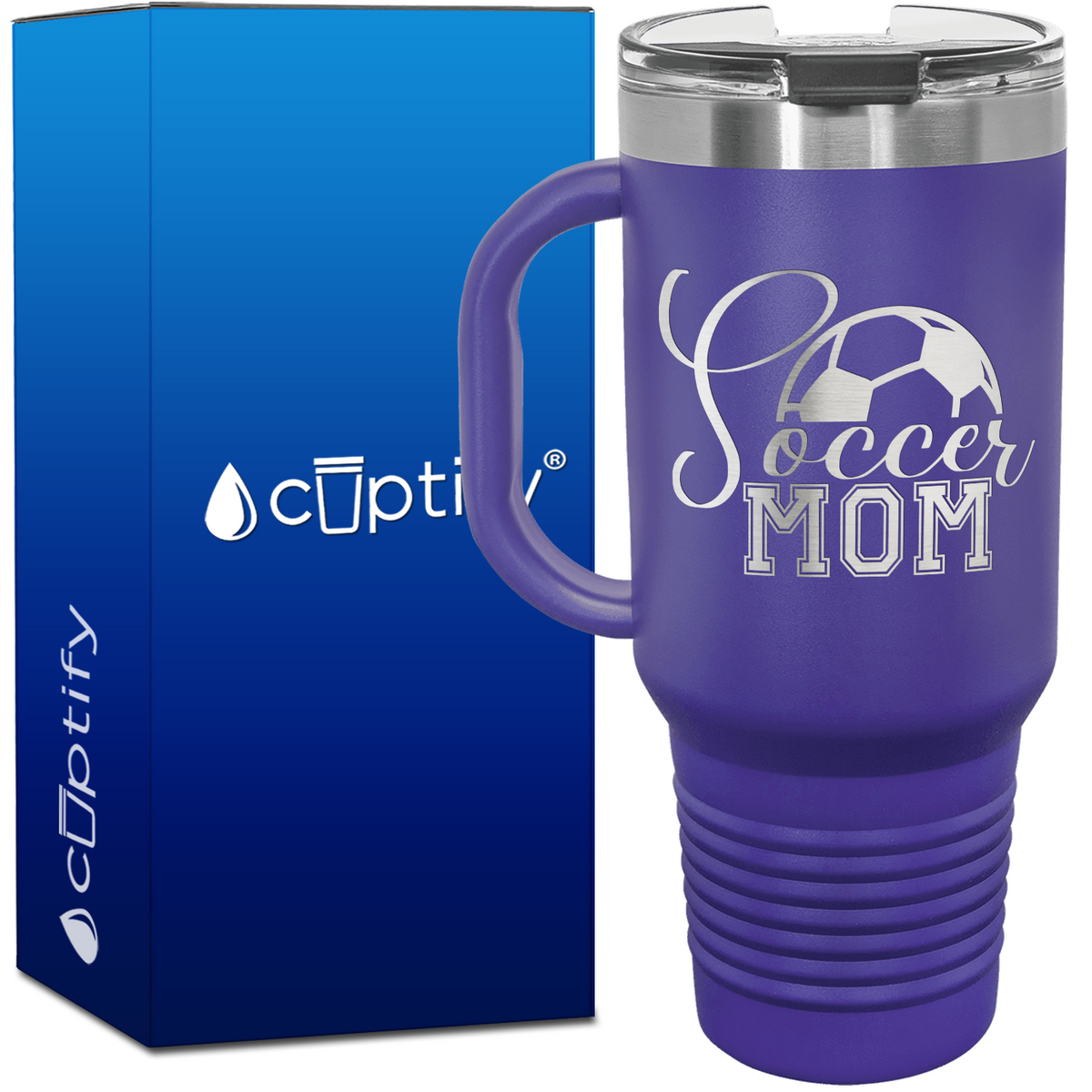 Soccer Mom with Ball 40oz Soccer Travel Mug