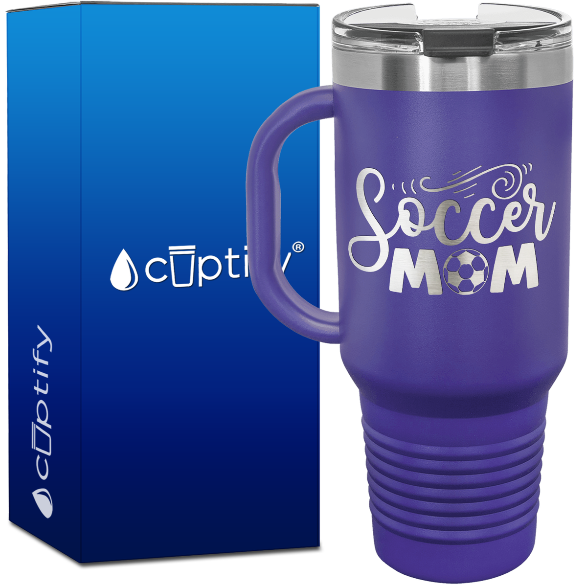 Soccer Mom with Soccer Ball 40oz Soccer Travel Mug