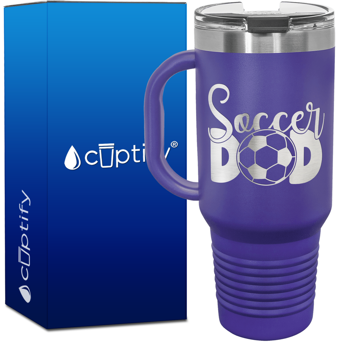 Soccer Dad with Ball 40oz Soccer Travel Mug
