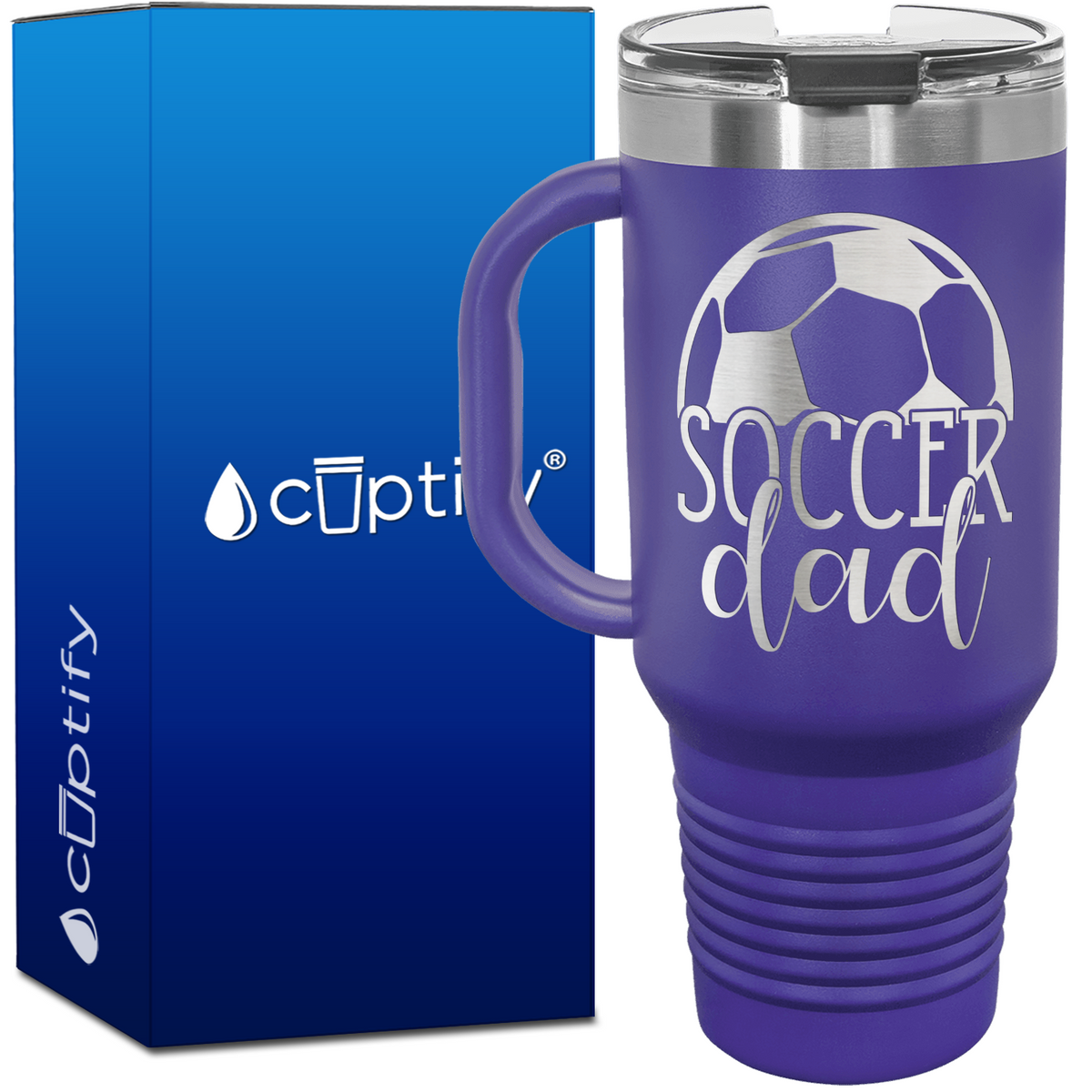 Soccer Dad with Ball on Top 40oz Soccer Travel Mug