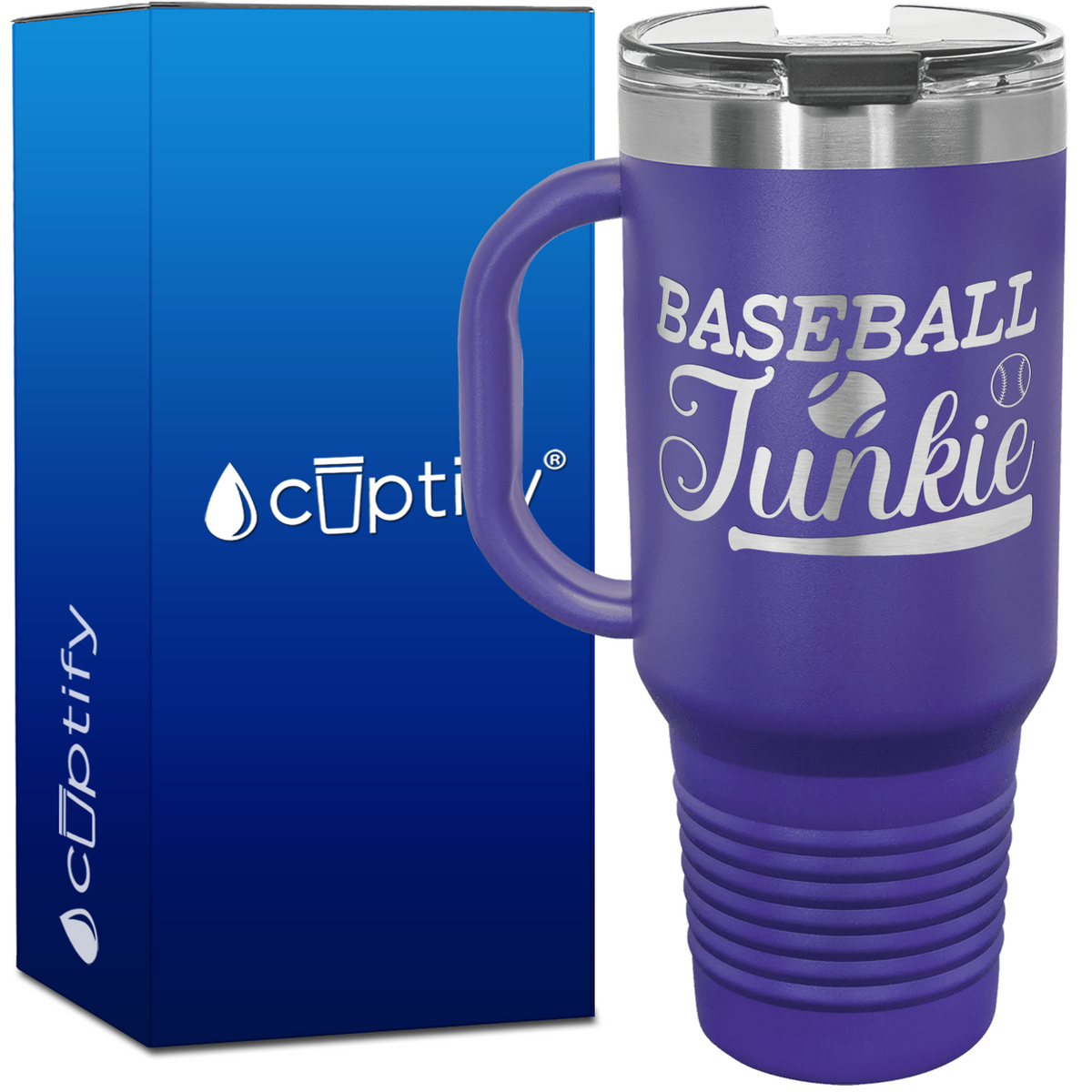 Baseball Junkie 40oz Baseball Travel Mug
