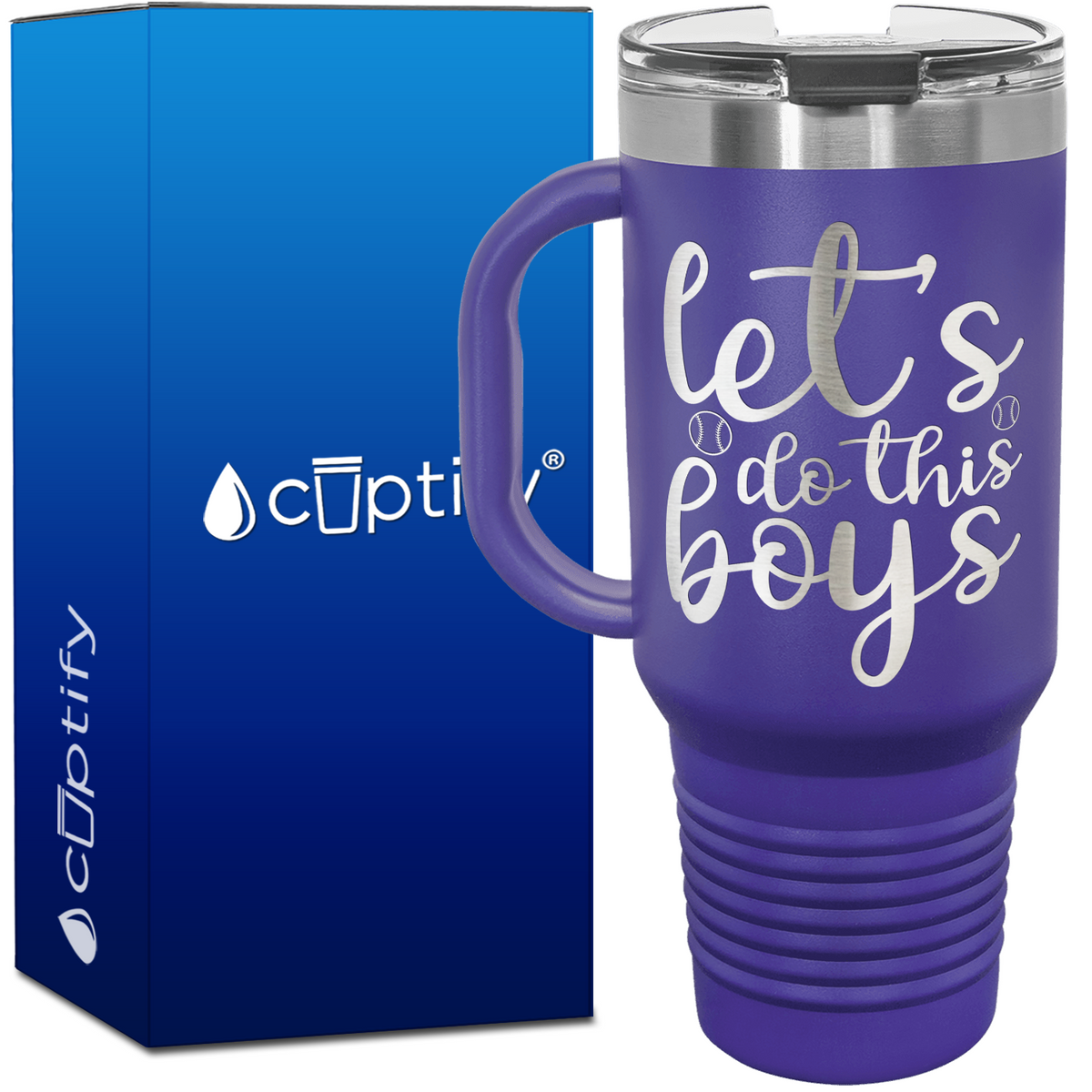 Let's Do This Boys Baseball 40oz Baseball Travel Mug