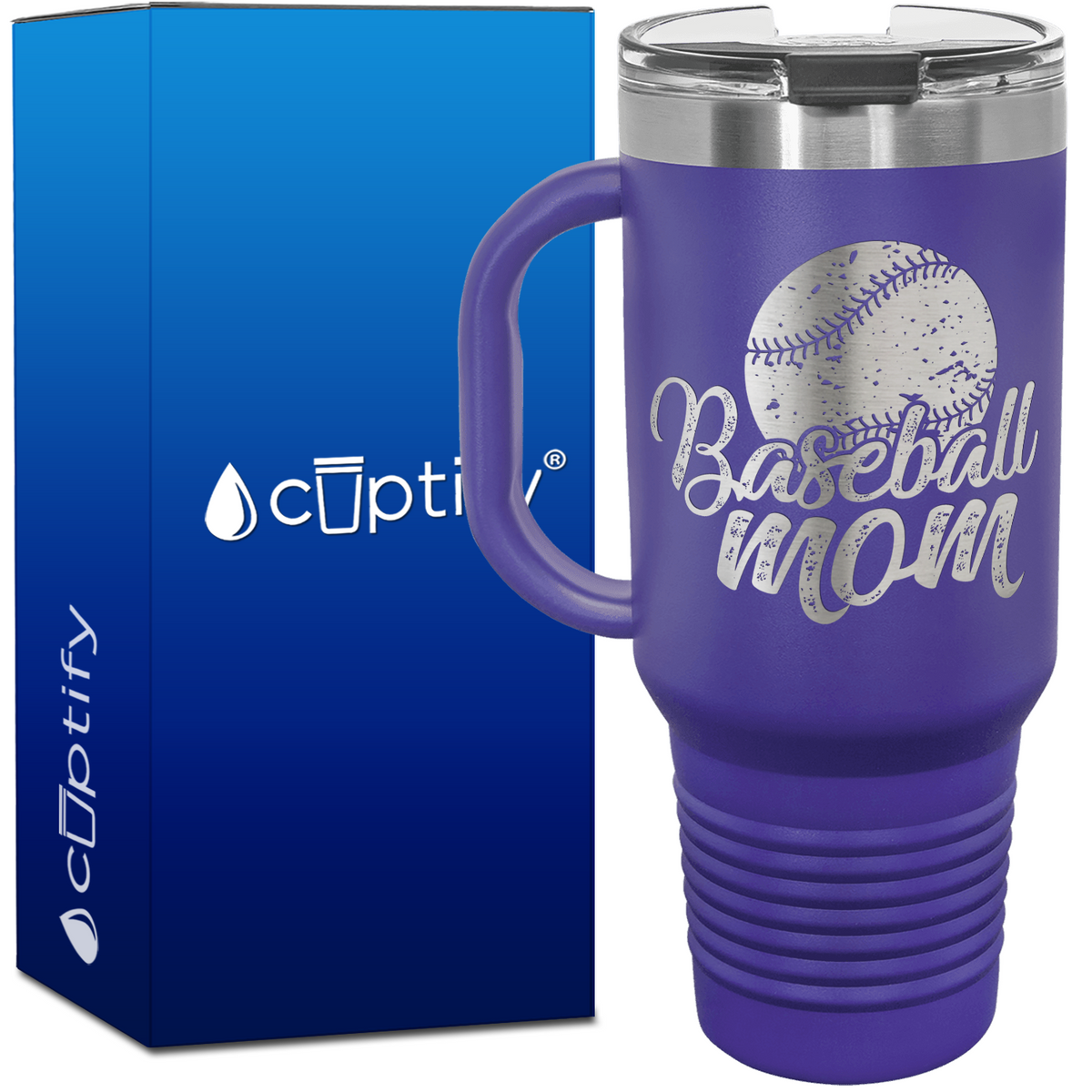 Baseball Mom Distressed 40oz Baseball Travel Mug