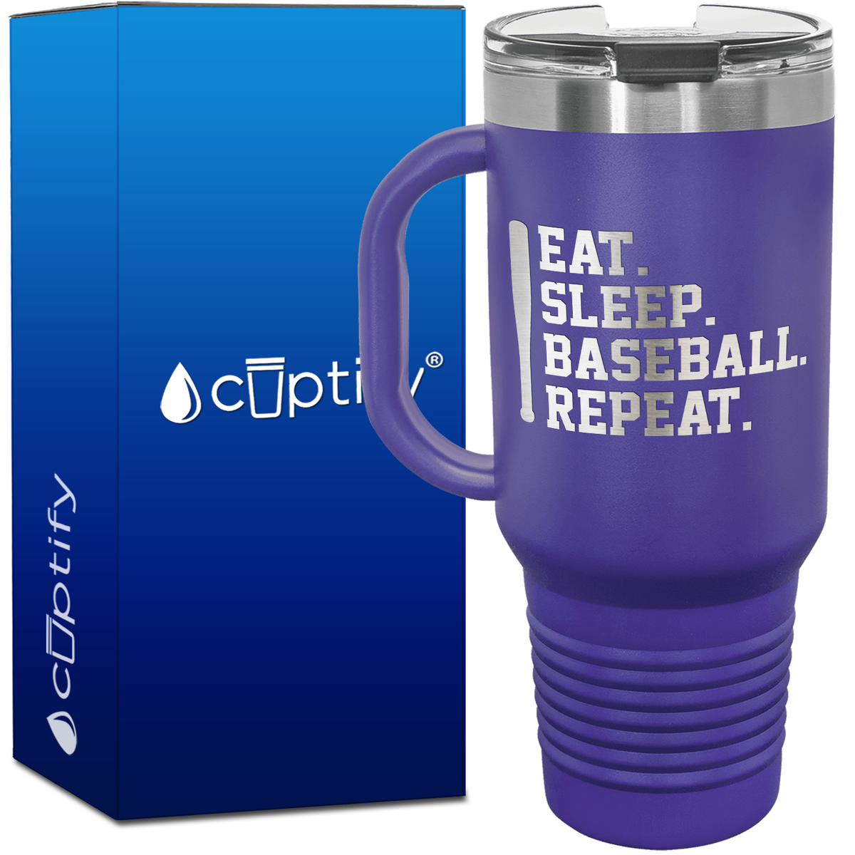 Eat. Sleep. Baseball. Repeat. Bat 40oz Baseball Travel Mug