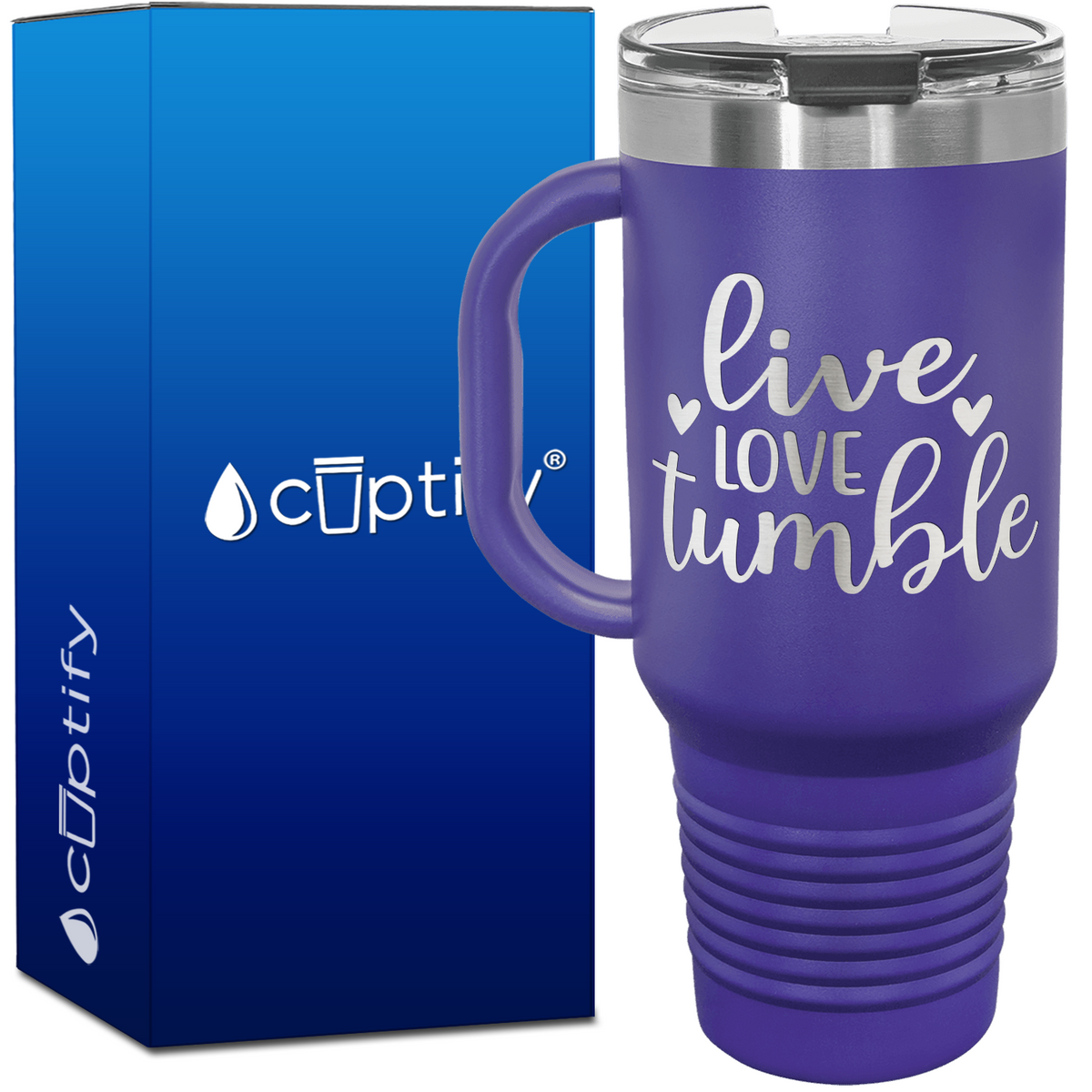 Live Love Tumble Hearts 40oz Gymnastics Travel Mug
