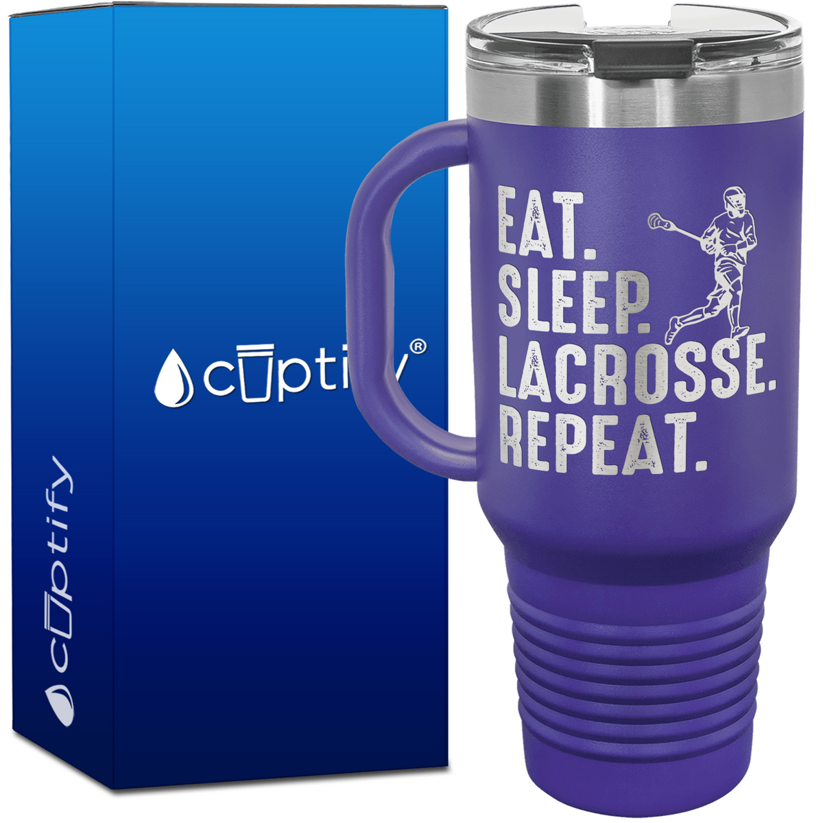 Eat. Sleep. Lacrosse. Repeat. 40oz Lacrosse Travel Mug