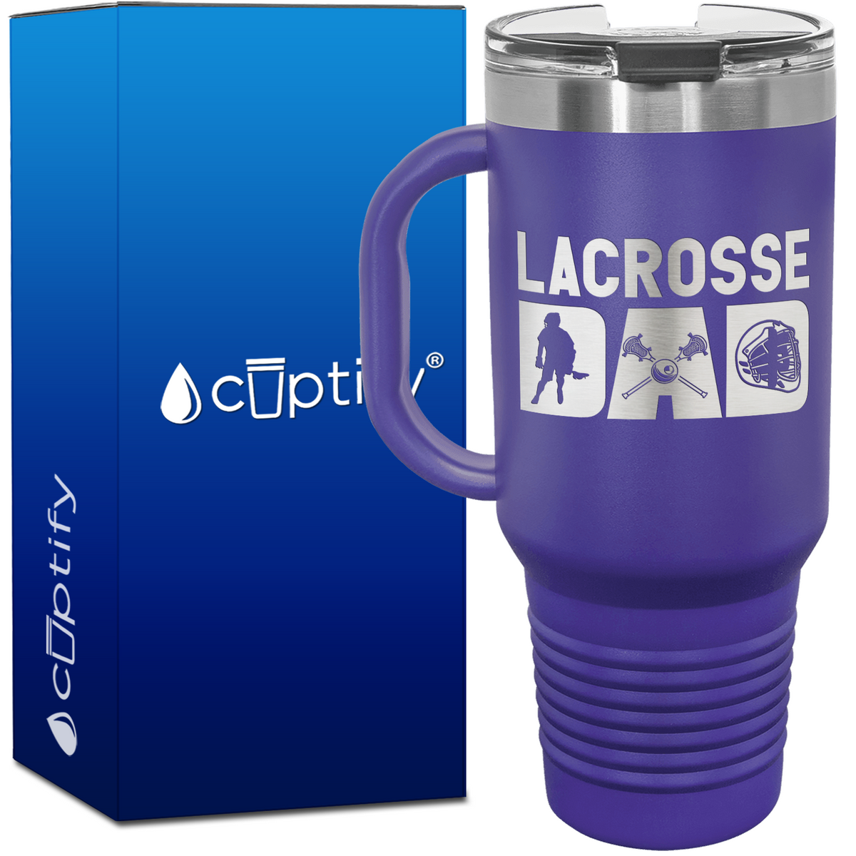 Lacrosse Dad with Silhouette 40oz Lacrosse Travel Mug