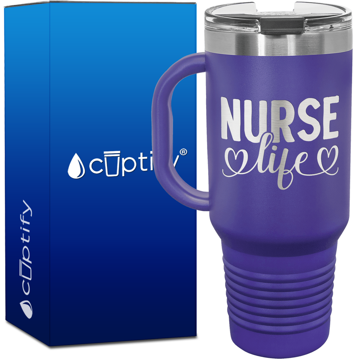 Nurse Life Hearts 40oz Nurse Travel Mug